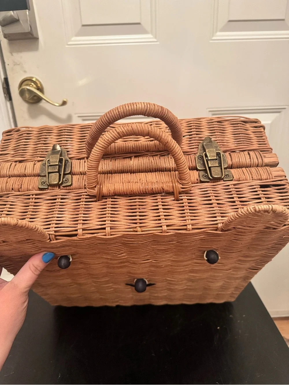 Meri Meri Bear Wicker Suitcase Picnic Basket Kids Baby Nursery